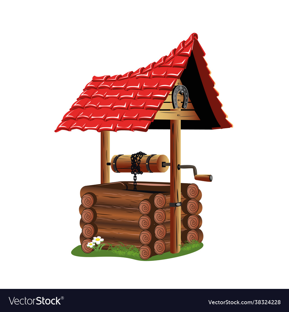 Wooden Well Royalty Free Vector Image Vectorstock