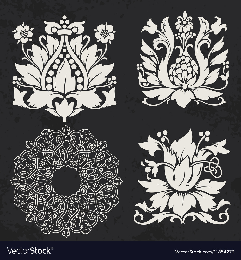 Floral And Geometry Design Elements Royalty Free Vector