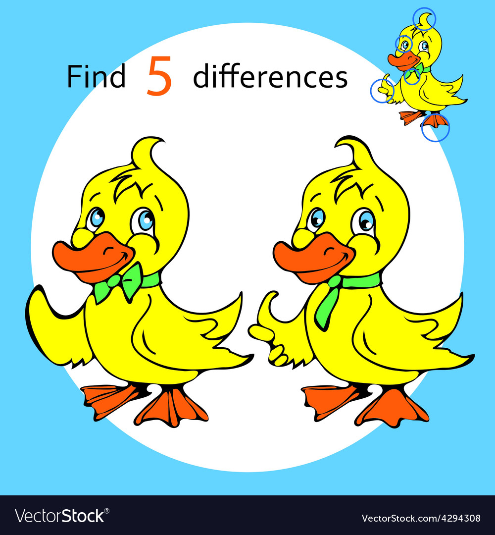 Find Five Differences Duck Royalty Free Vector Image