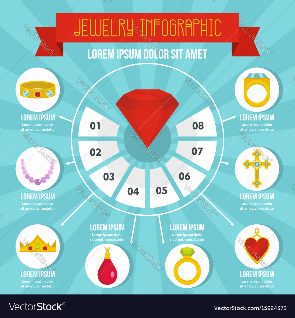 Jewelry Infographic Concept Flat Style Royalty Free Vector