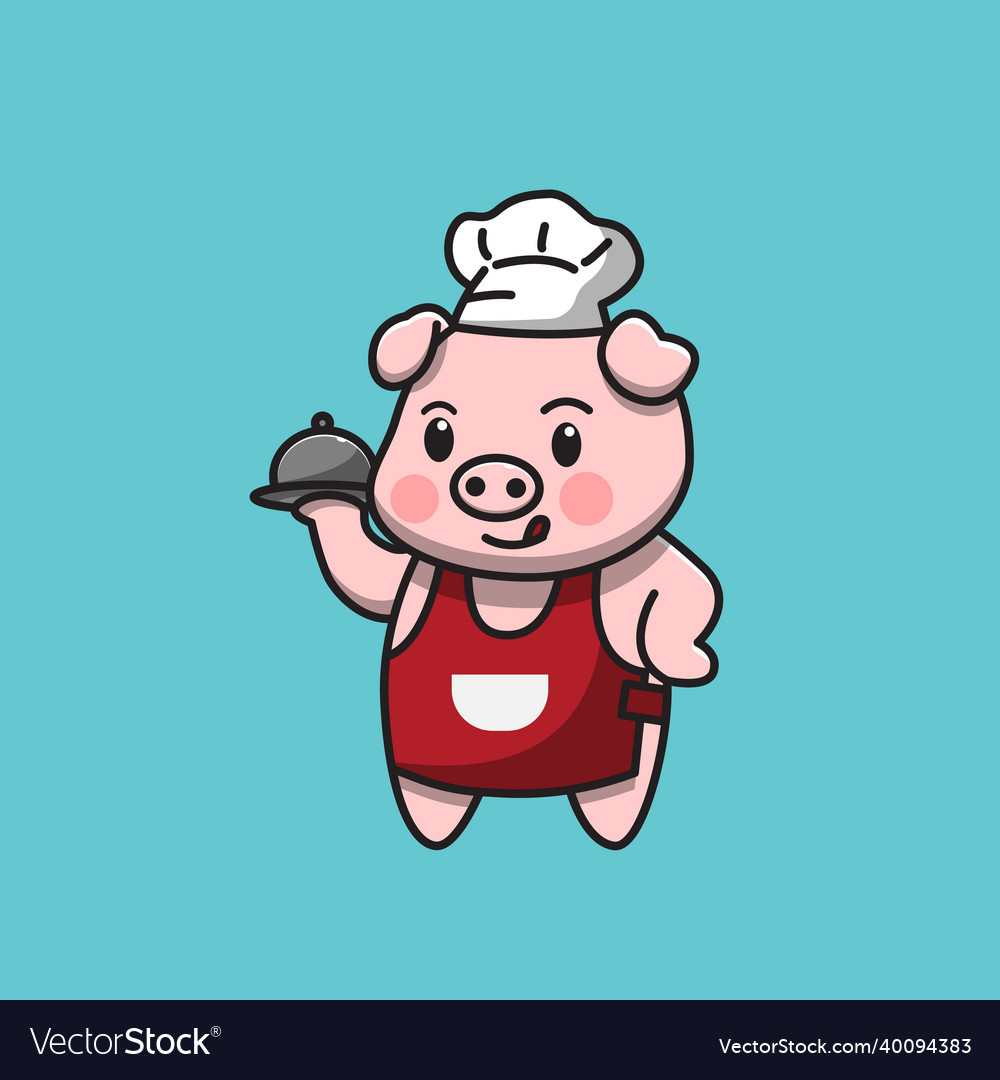 Pork Chef Brings Dish Royalty Free Vector Image