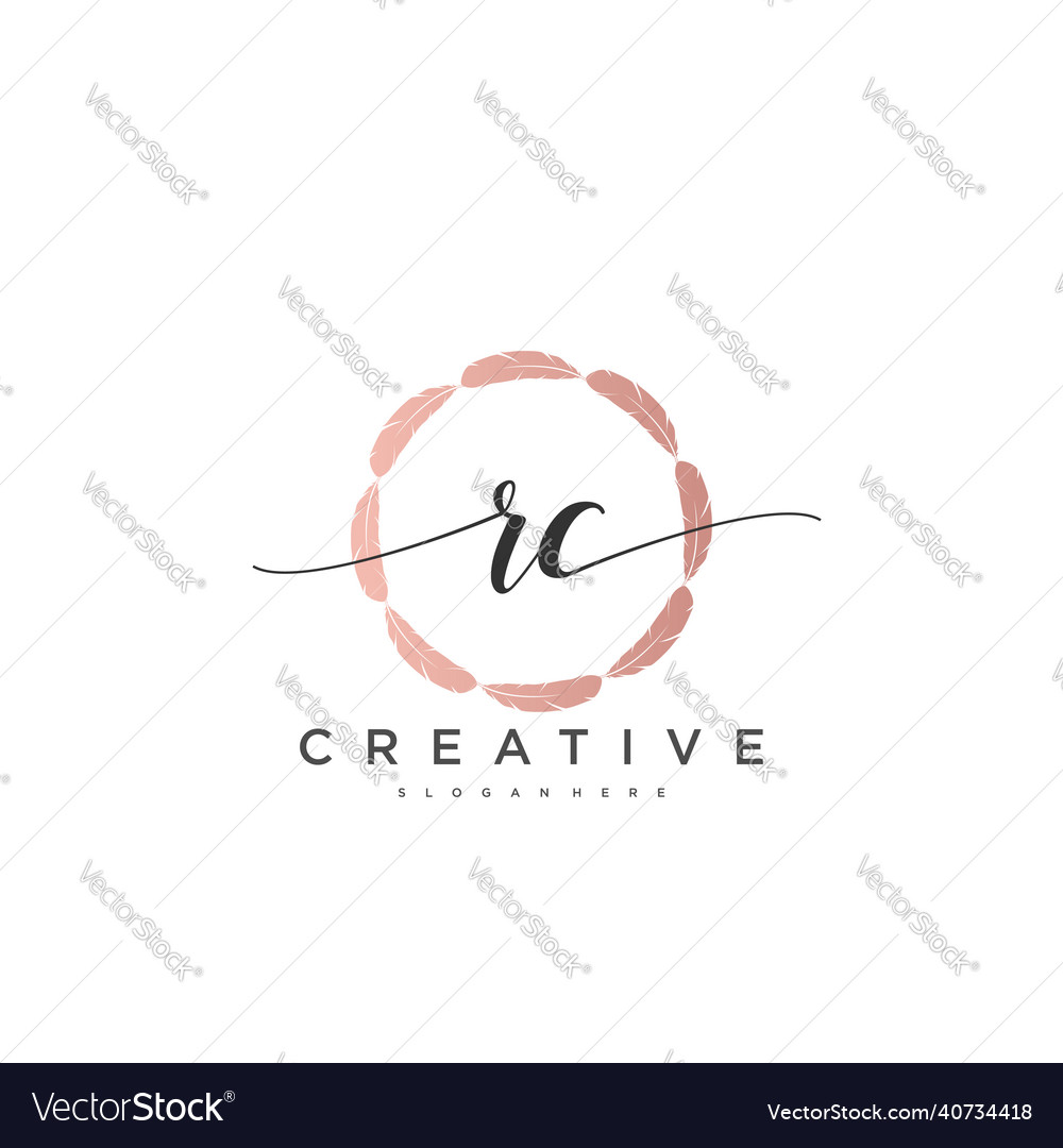 Rc Initial Handwriting Minimalist Geometric Logo Vector Image