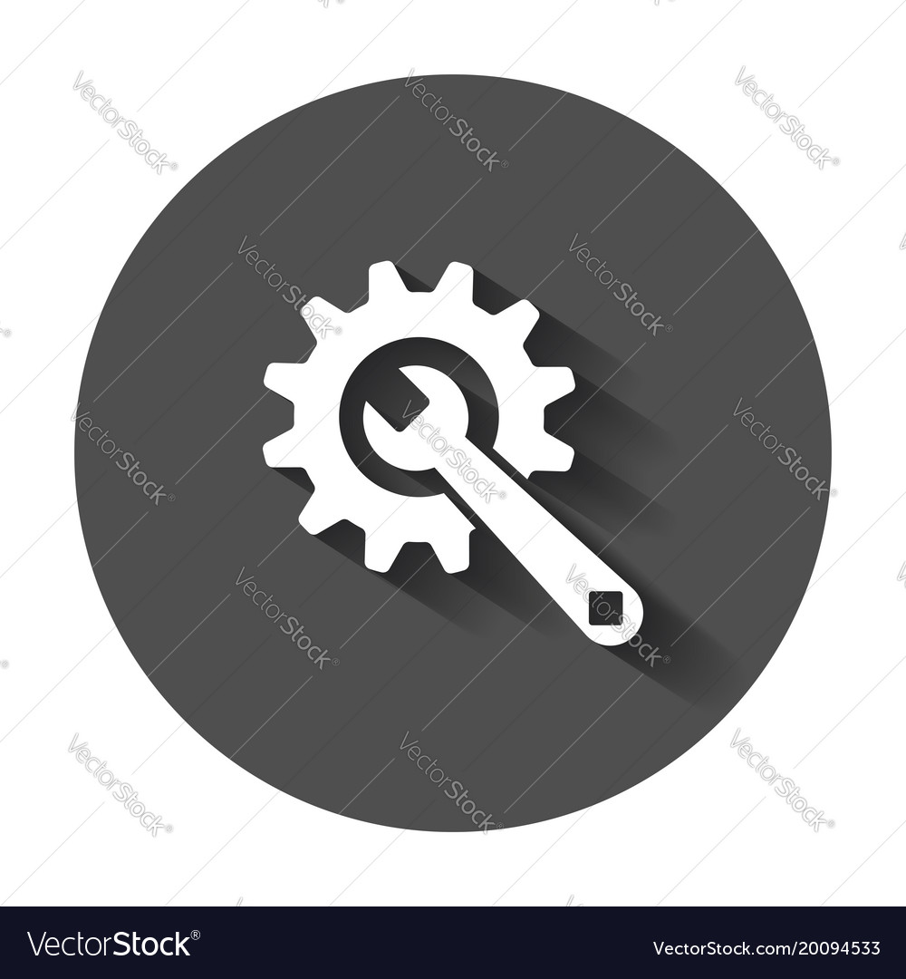 Service Tools Flat Icon Cogwheel With Wrench Vector Image