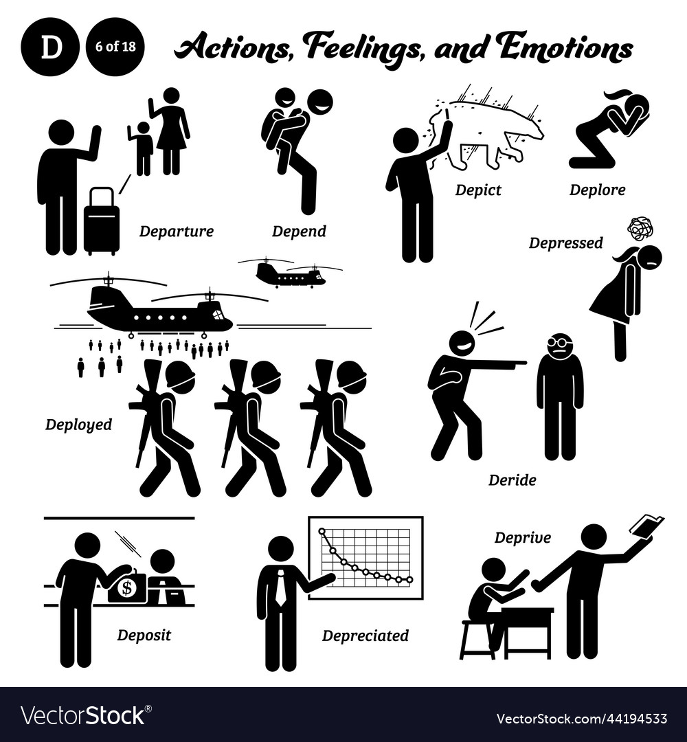 Stick Figure Human People Man Action Feelings Vector Image