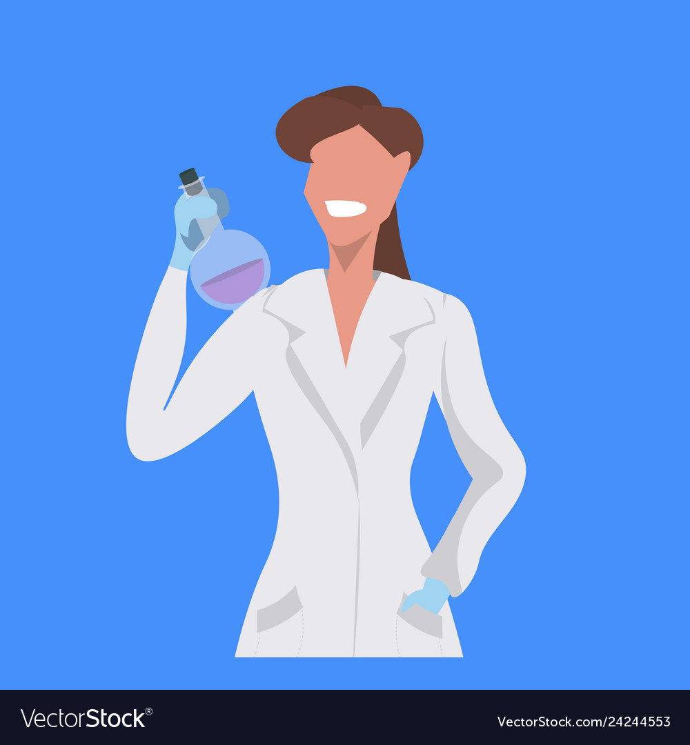 Female Scientist Holding Test Tube Woman Vector Image