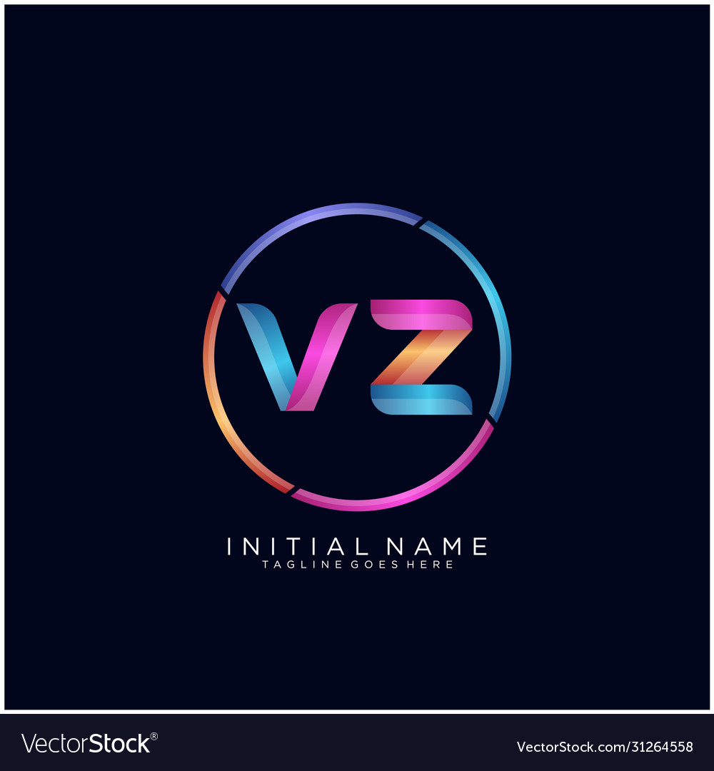 Vz Letter Logo Icon Design Template Elements Vector Image