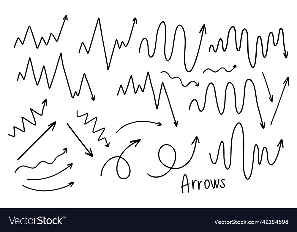 Different Arrows And Diagram Doodle Set Royalty Free Vector