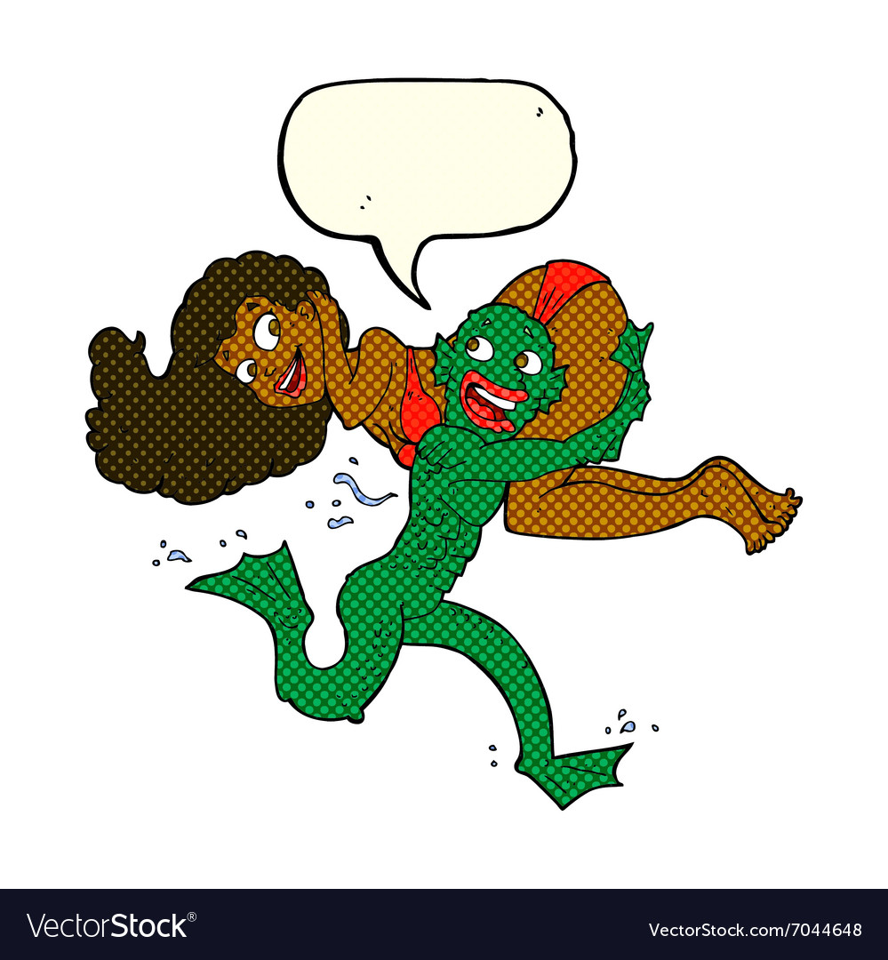 Cartoon Swamp Monster Carrying Girl In Bikini Vector Image