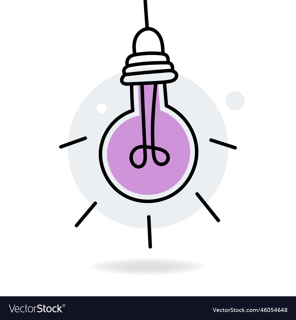 Light Bulb With Rays Shine Cartoon Style Flat Vector Image