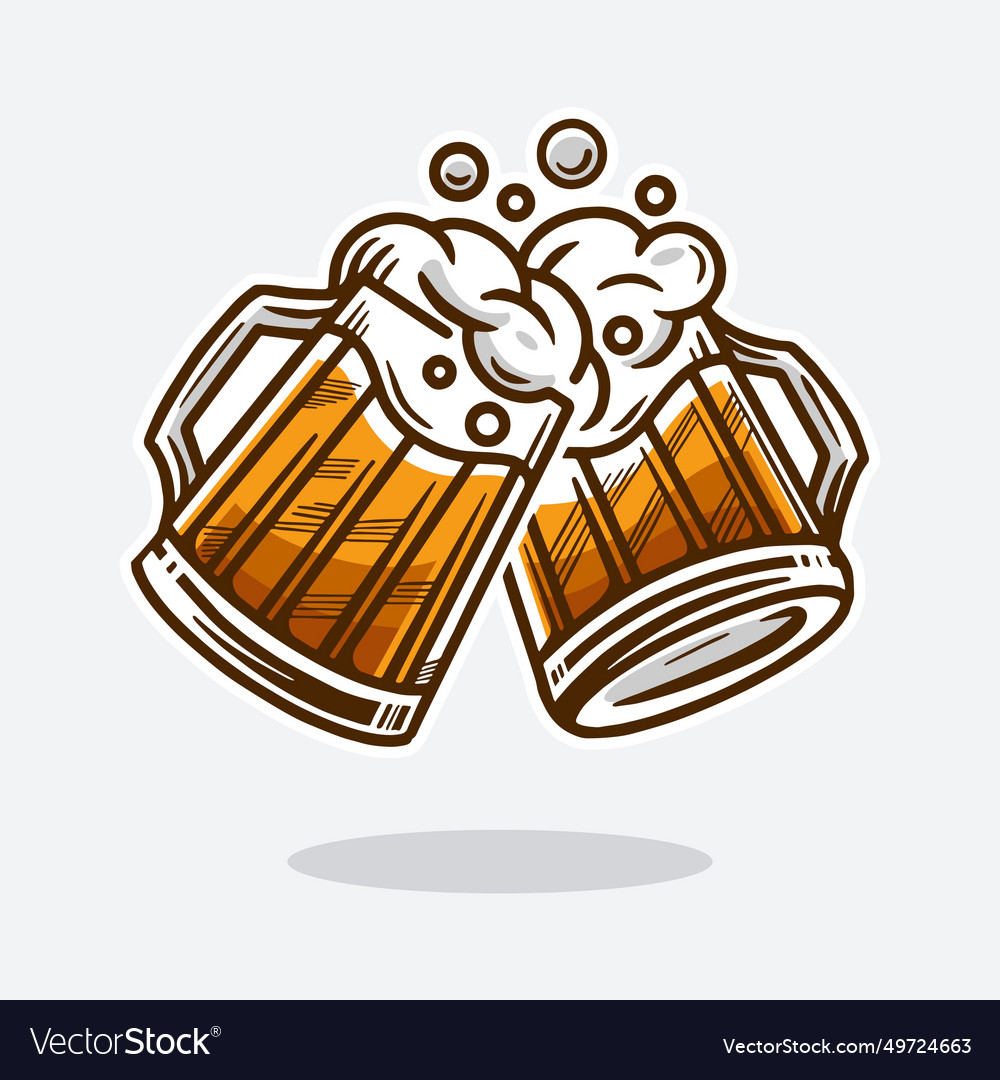 Two Mugs Of Beer Beer Cheers Royalty Free Vector Image