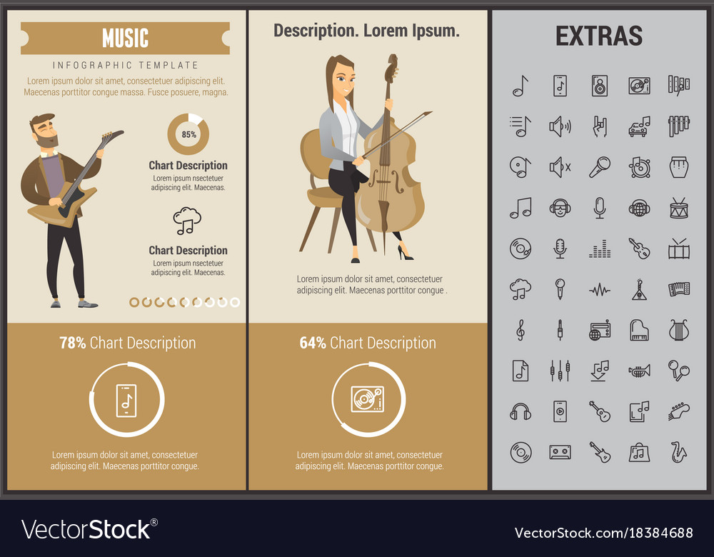 Music Infographic Template Elements And Icons Vector Image