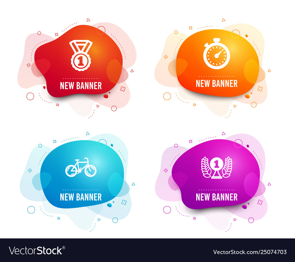 Bicycle Best Rank And Timer Icons Laureate Award Vector Image