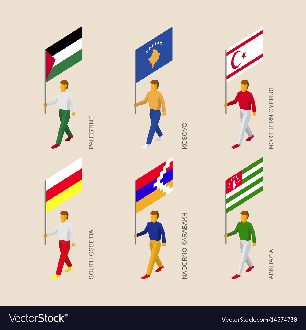 Isometric People With Flags Royalty Free Vector Image