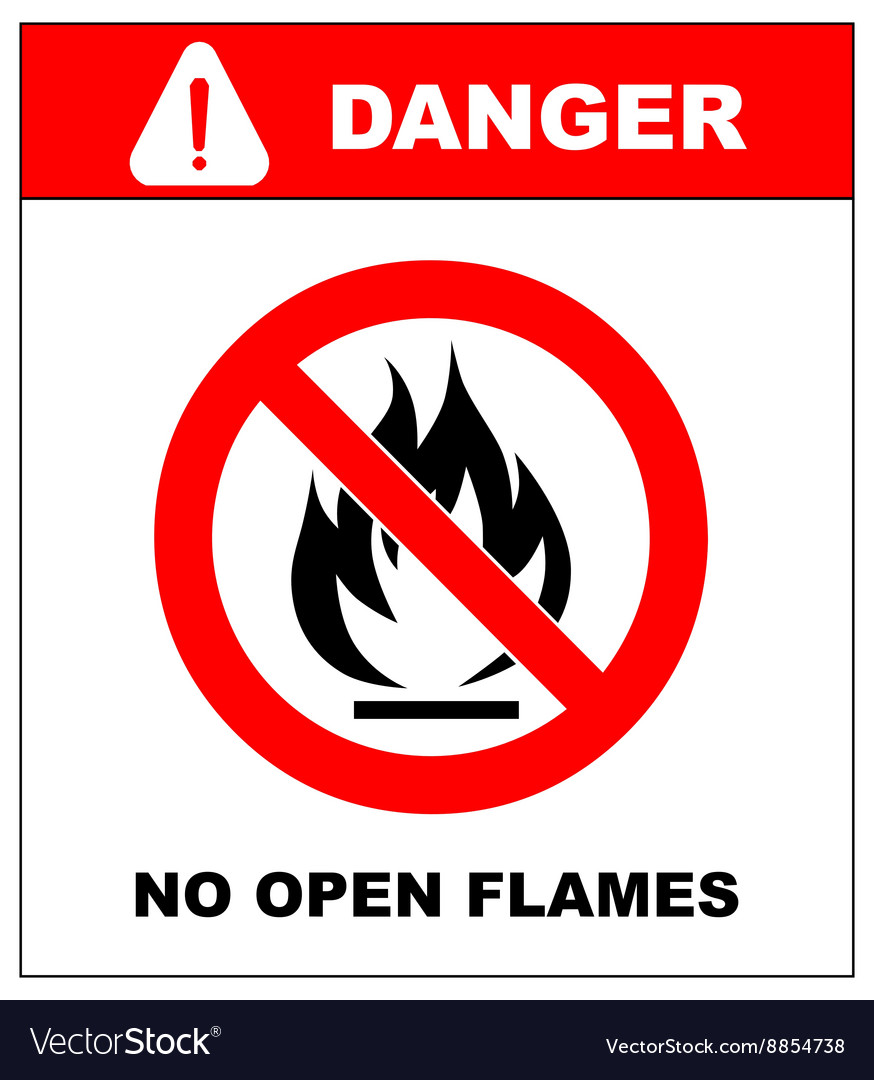 No Smoking Open Flame Fire Open Ignition Vector Image