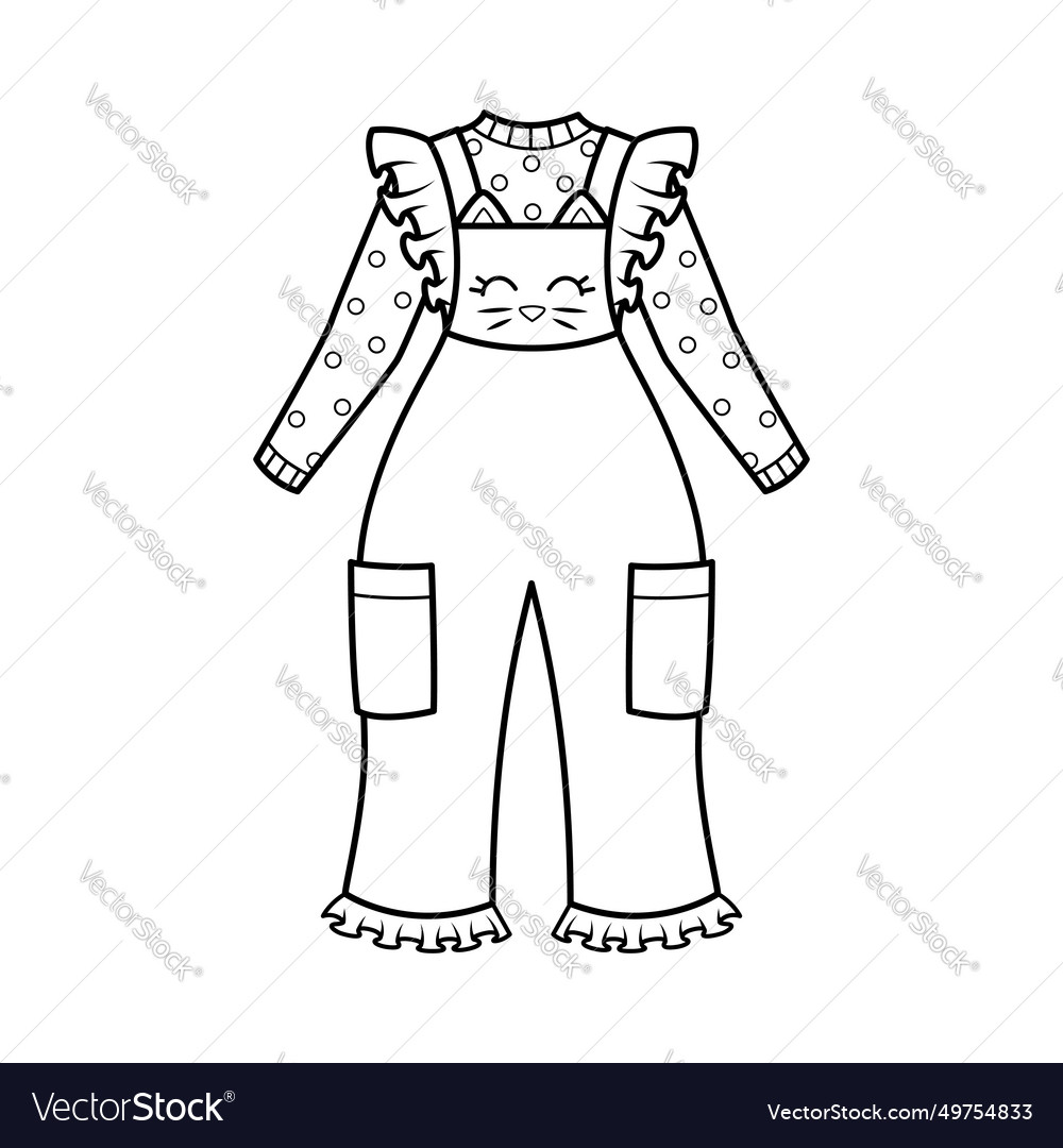 Jumpsuit Outline For Coloring Page Royalty Free Vector Image