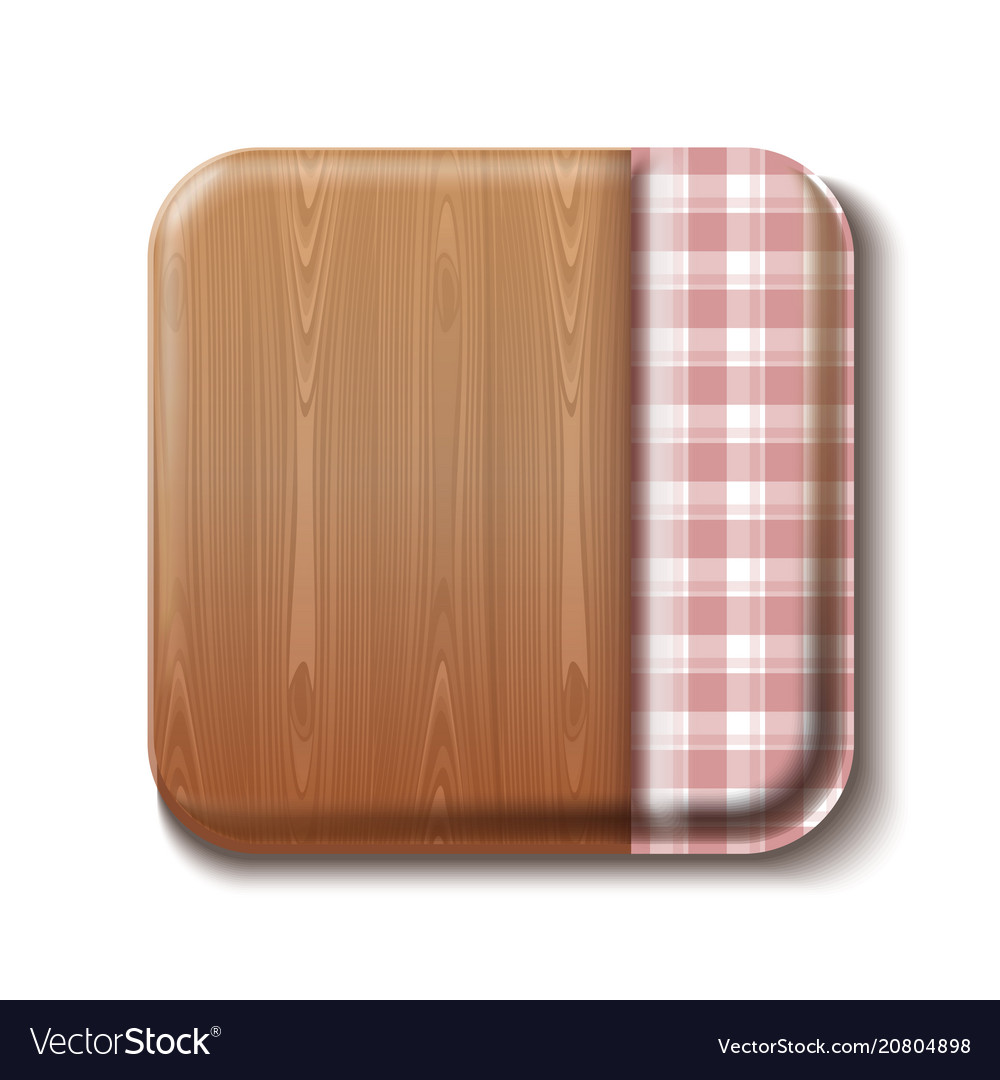 Wooden Table Covered With A Checkered Tablecloth Vector Image