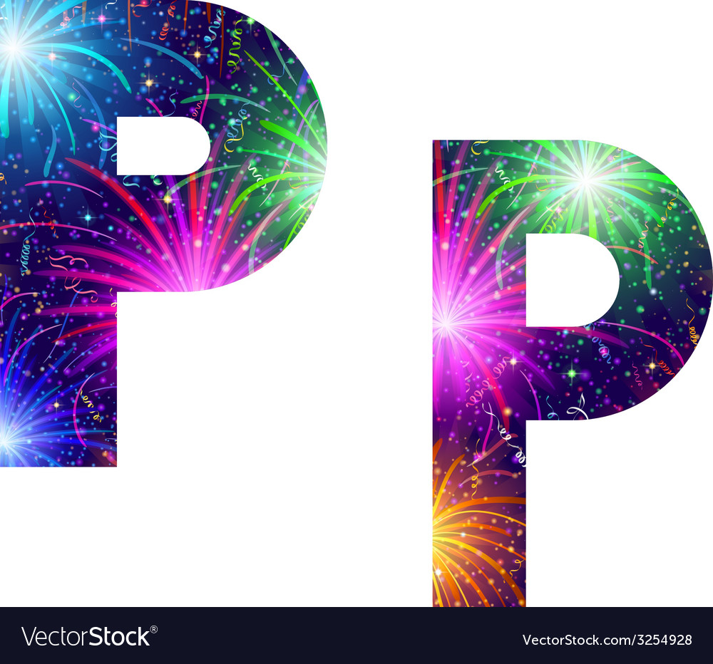 Set Letters Firework P Royalty Free Vector Image