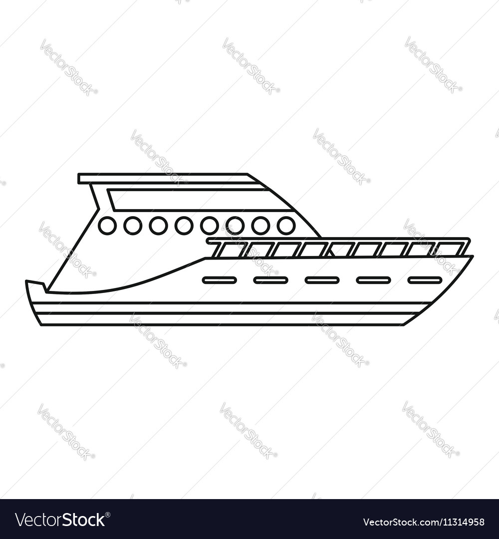 Yacht Icon Outline Style Royalty Free Vector Image