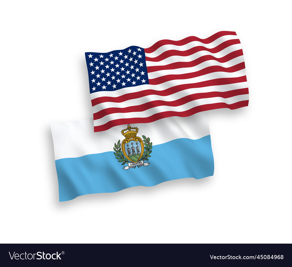 Flags Of San Marino And America On A White Vector Image