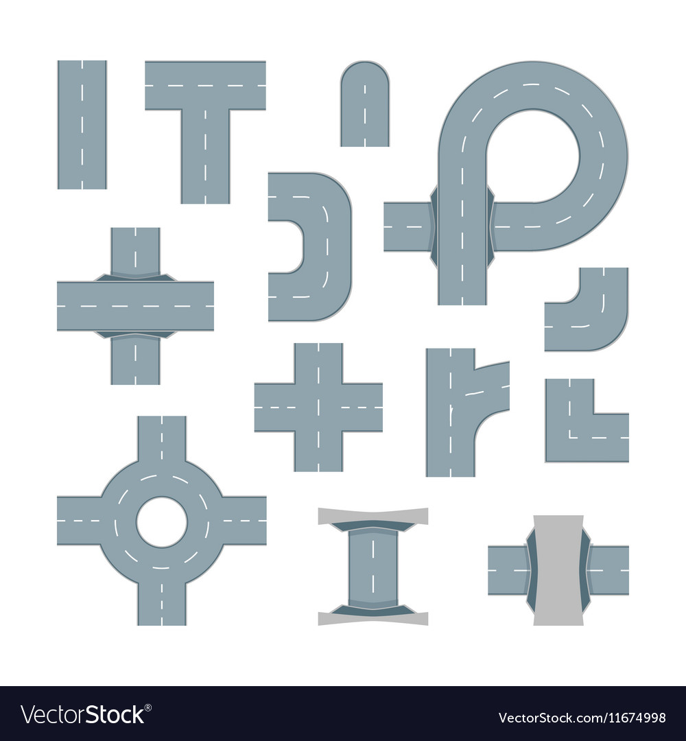 Road Element Set Royalty Free Vector Image Vectorstock