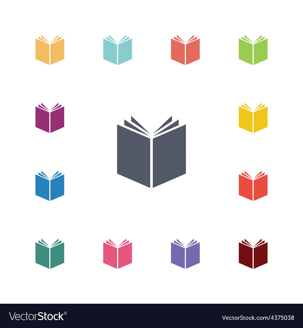 Book Flat Icons Set Royalty Free Vector Image VectorStock