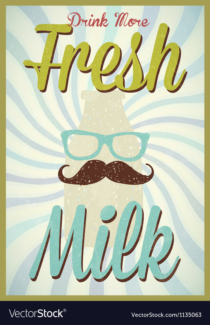 Vintage Milk Poster Typography Royalty Free Vector Image