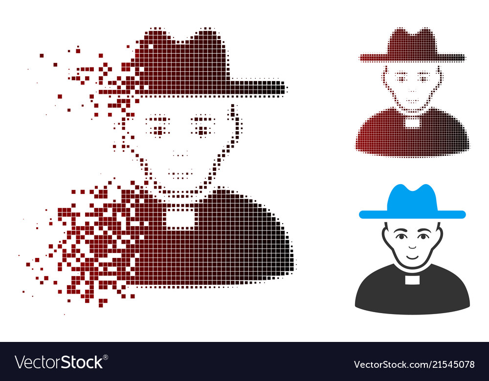 Disappearing Pixel Halftone Catholic Priest Icon Vector Image