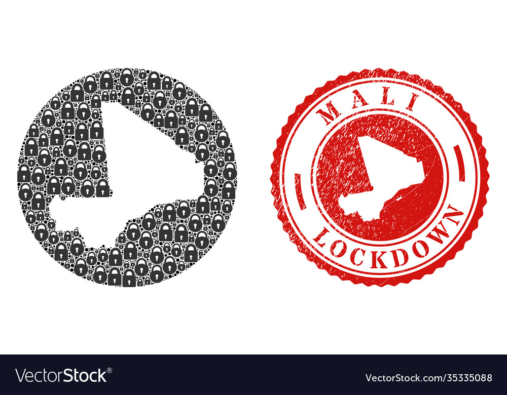 Lockdown Watermark Seal And Lock Mosaic Inverted Vector Image