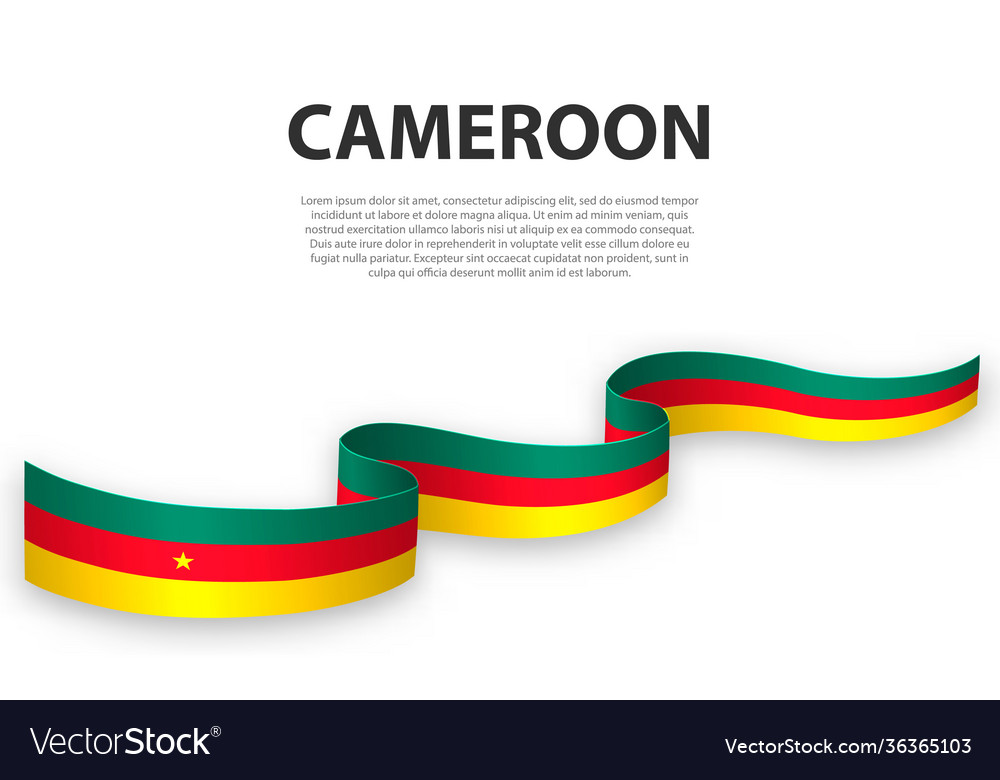 Waving Ribbon Or Banner With Flag Cameroon Vector Image