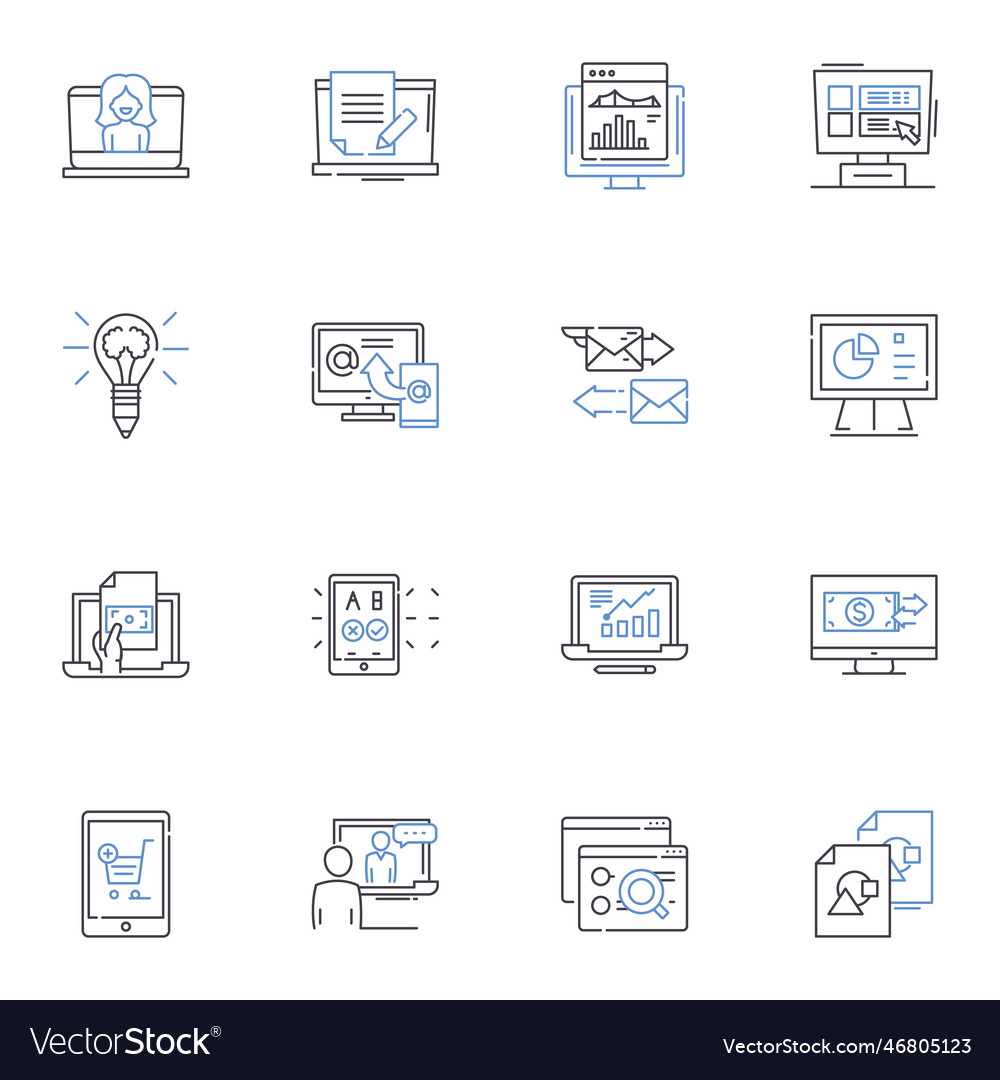 Native Advertising Line Icons Collection Branding Vector Image