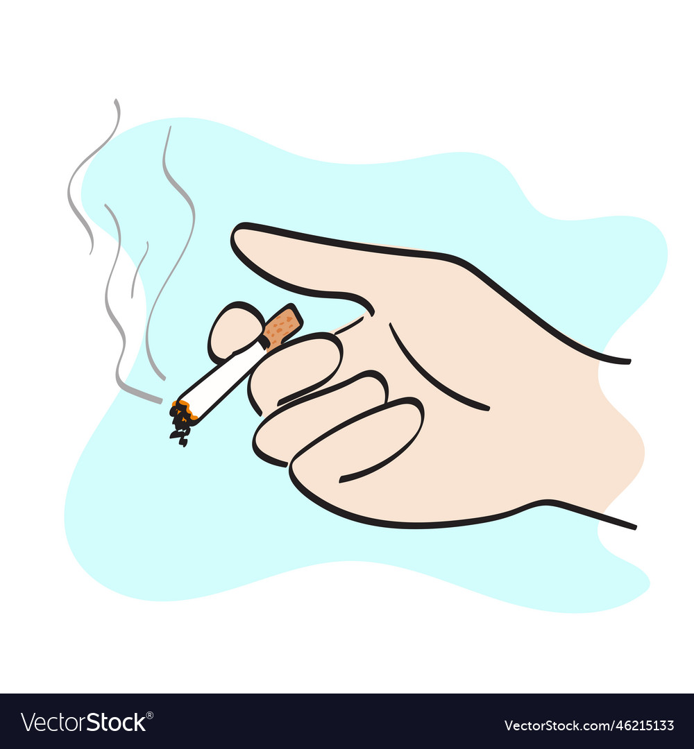 Closeup Hand Holding Cigarette Drawn Royalty Free Vector