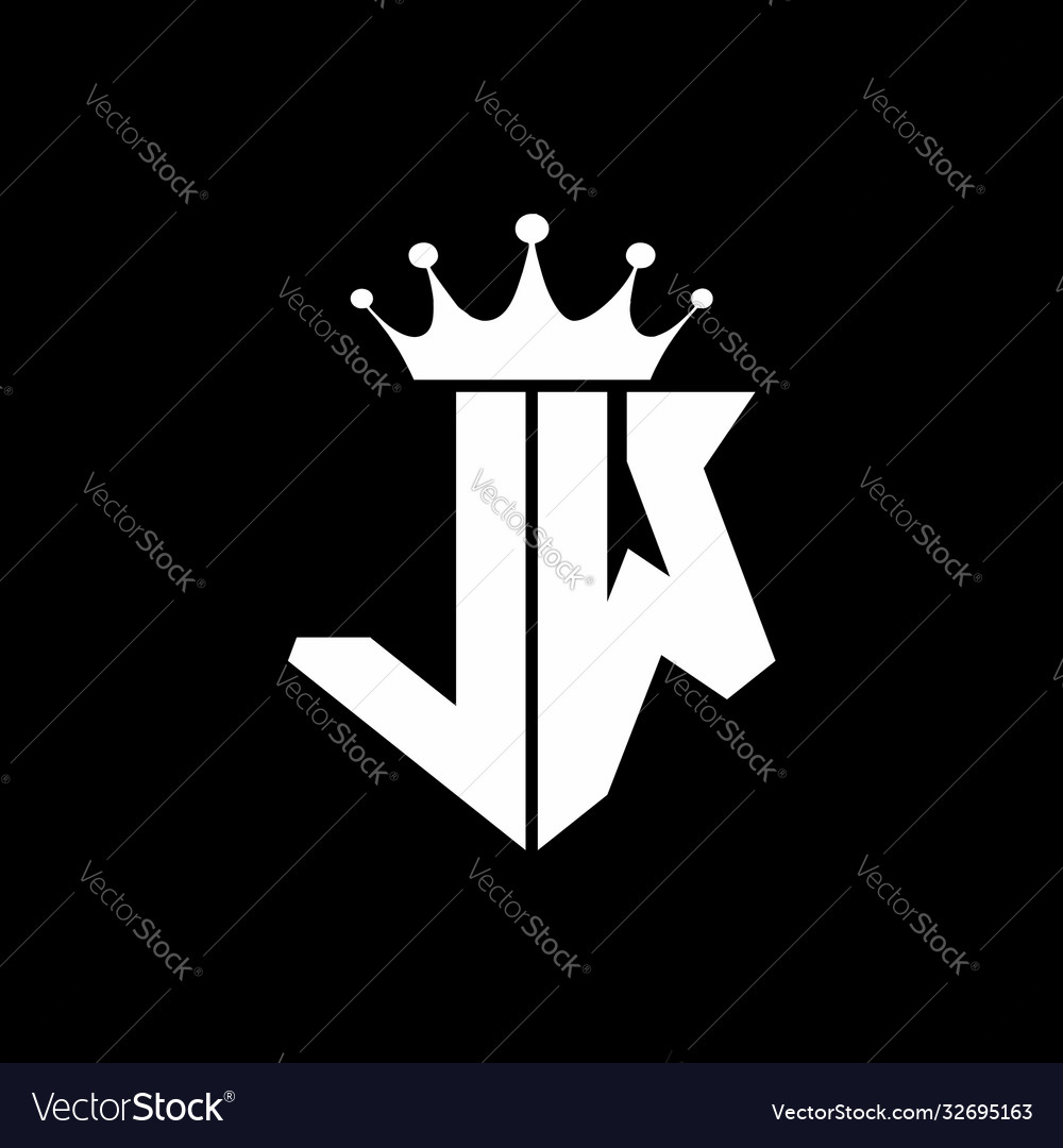 Lw Logo Monogram Shield Shape With Crown Design Vector Image