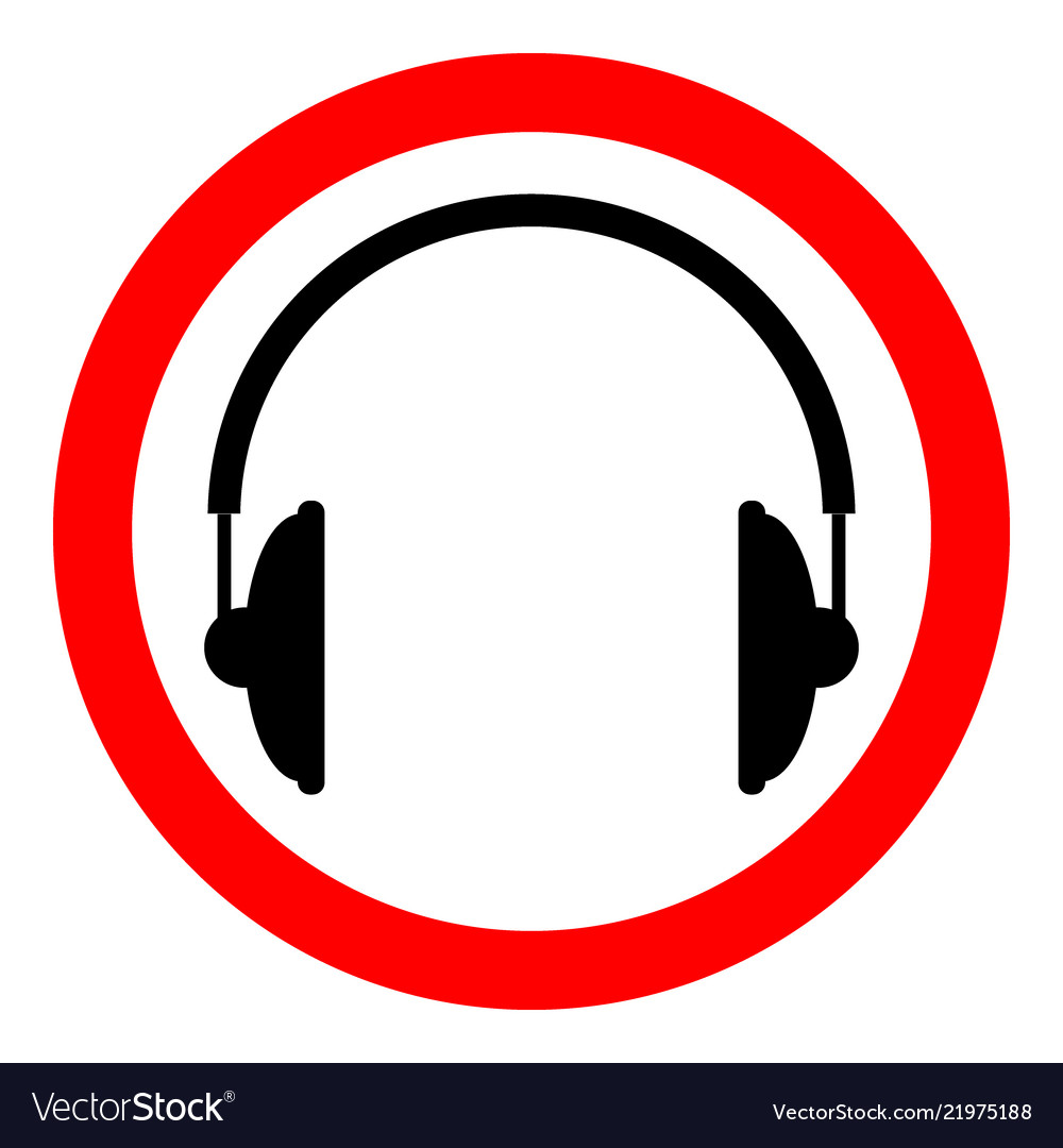 Prohibition Sign Headphones On White Royalty Free Vector