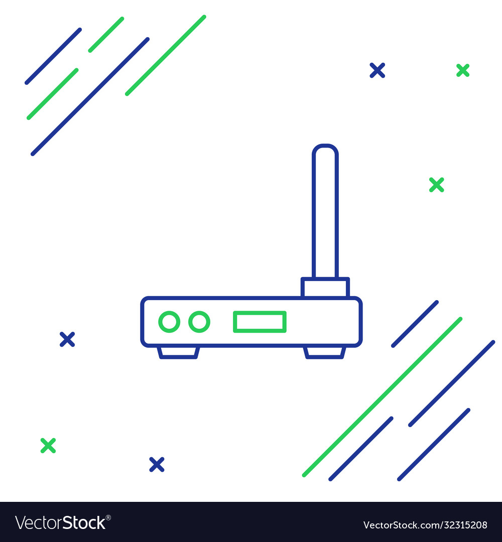 Line Router And Wi Fi Signal Symbol Icon Isolated Vector Image