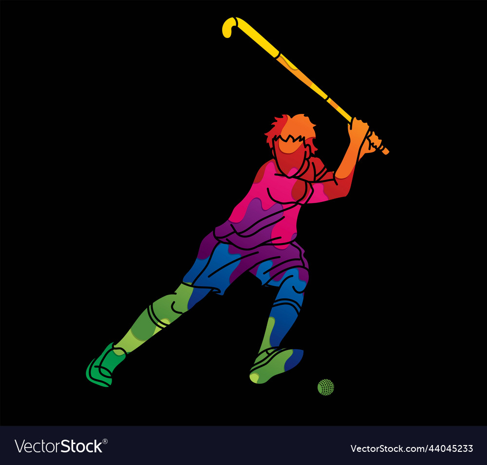 Field Hockey Sport Male Player Action Royalty Free Vector