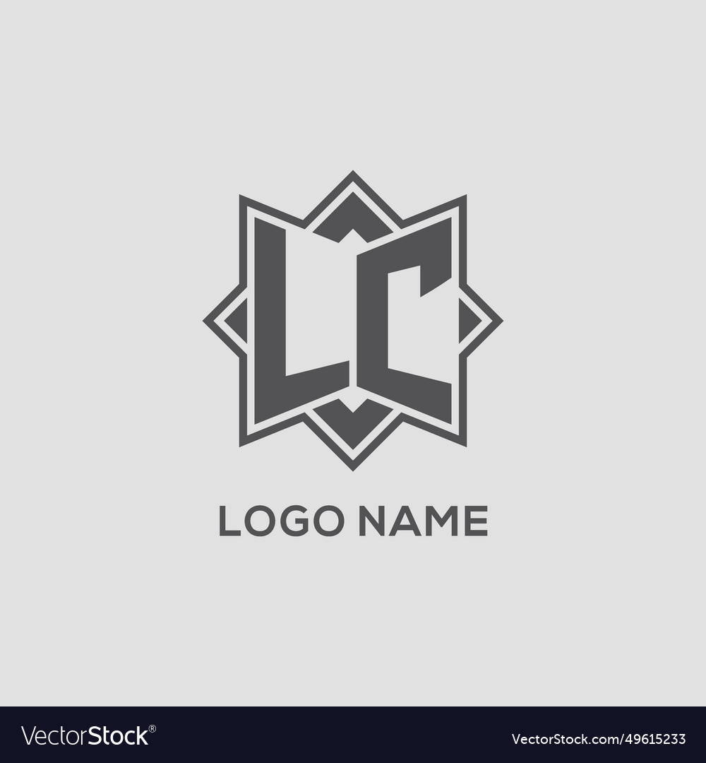 Monogram Lc Logo With Eight Point Star Style Vector Image