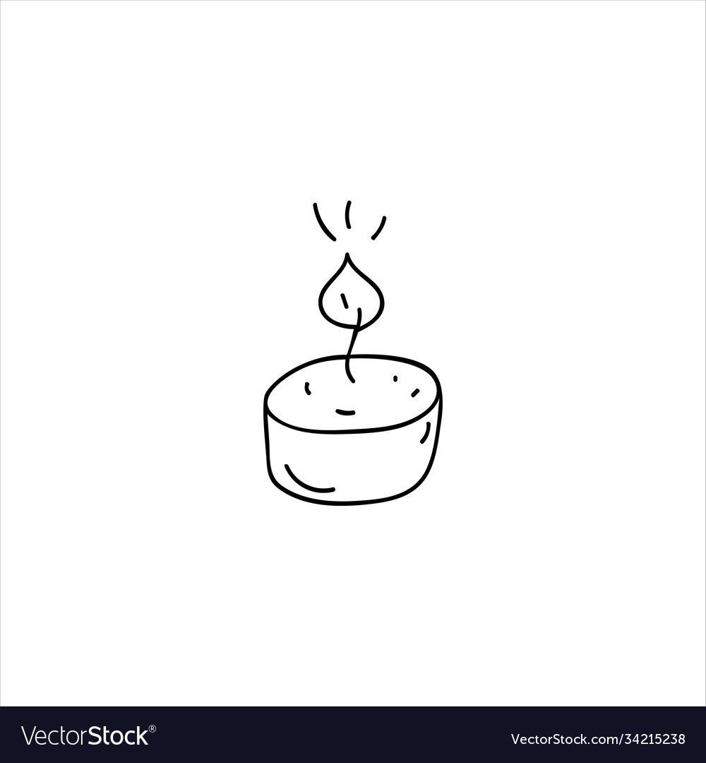 Burning Candle Hand Drawn Doodle Element Vector Image