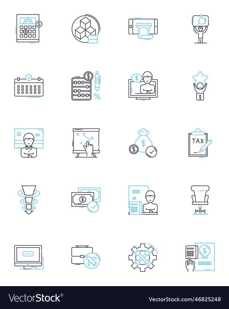 Capital Markets Linear Icons Set Trading Funds Vector Image