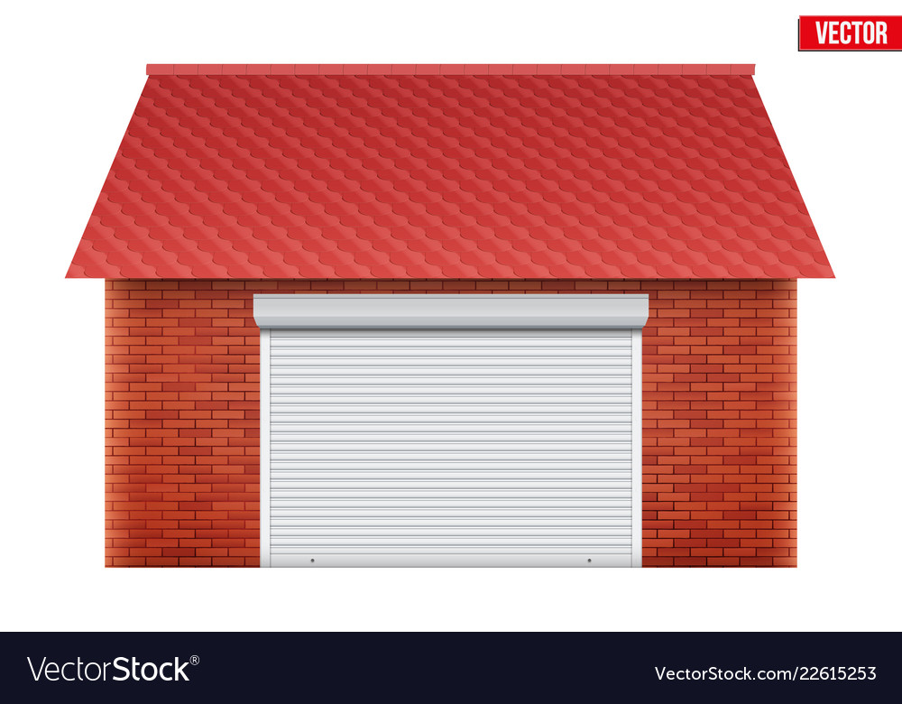 Garage With Roller Shutter System Royalty Free Vector Image