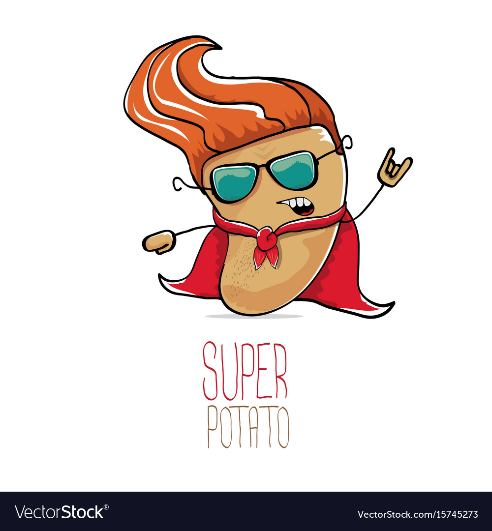 Funny Cartoon Cute Brown Super Potato Royalty Free Vector