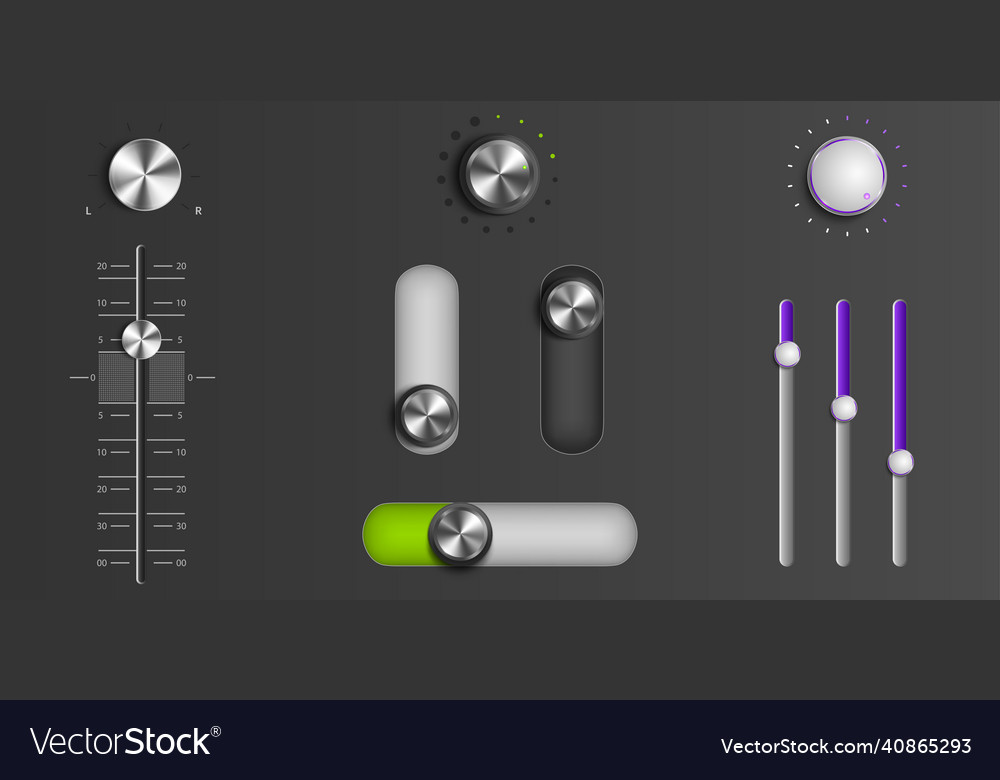 Sound Mixer Sliders And Control Knobs Royalty Free Vector