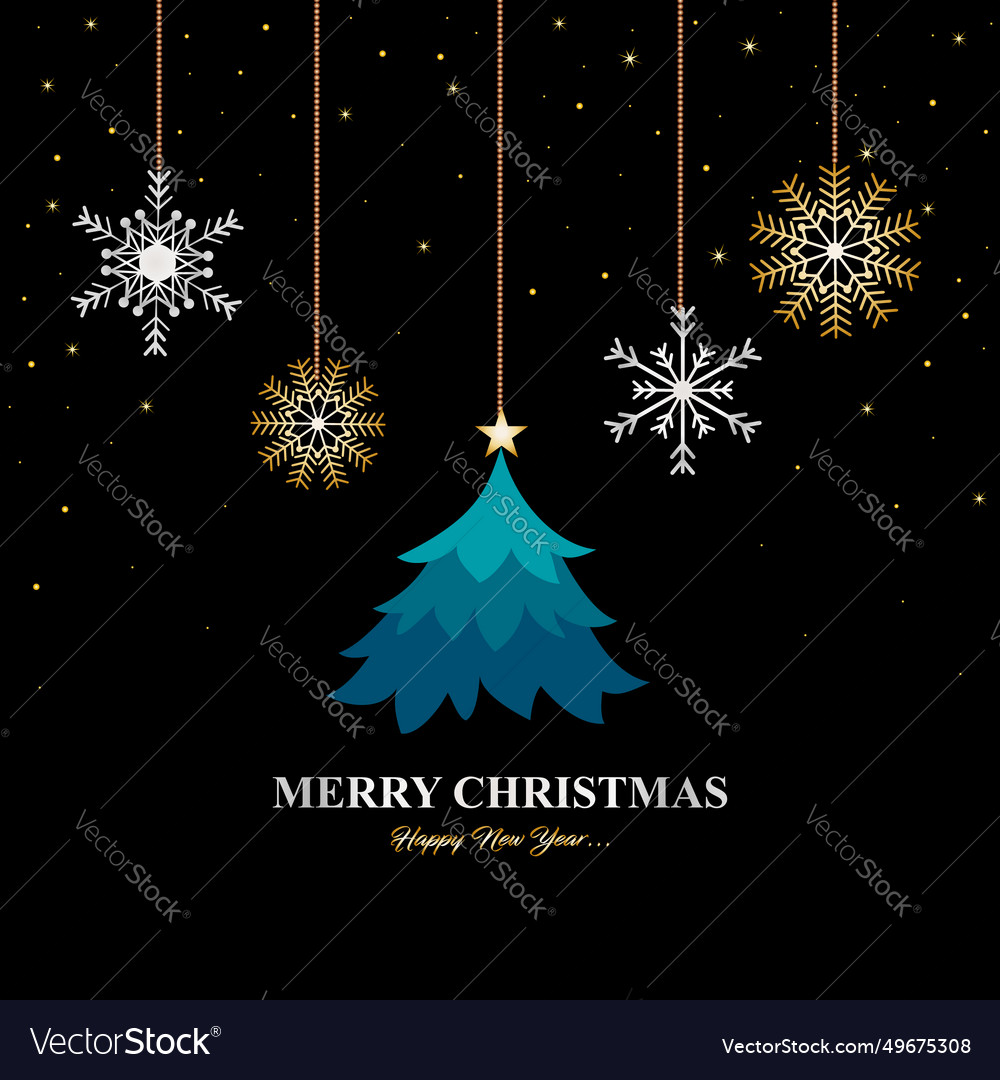 Happy New Year And Merry Christmas Card Design Vector Image