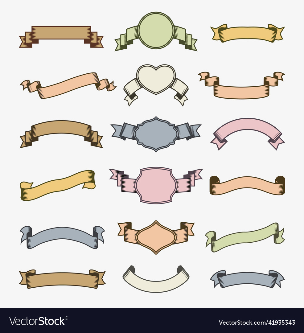 Retro Ribbon Banners Set Royalty Free Vector Image