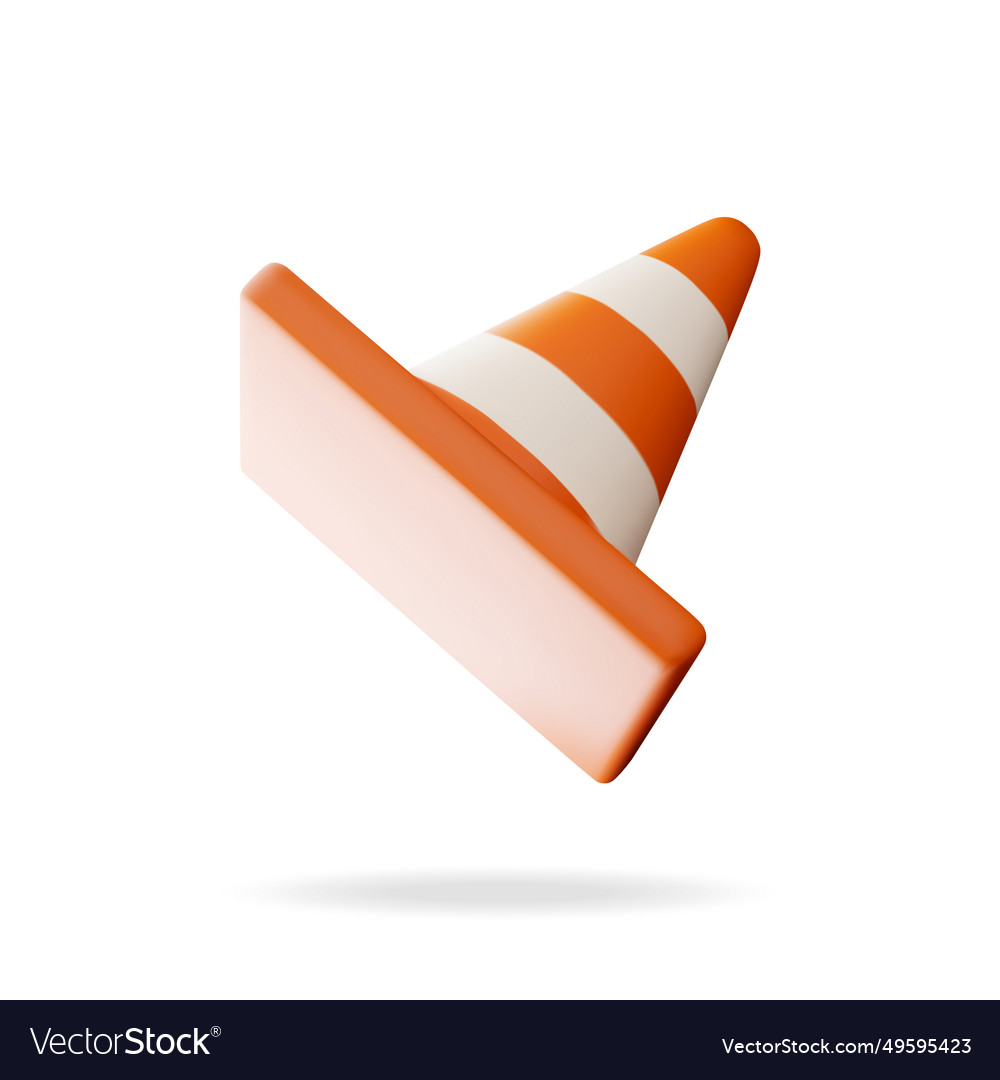 D Traffic Cone Icon Isolated On White Royalty Free Vector