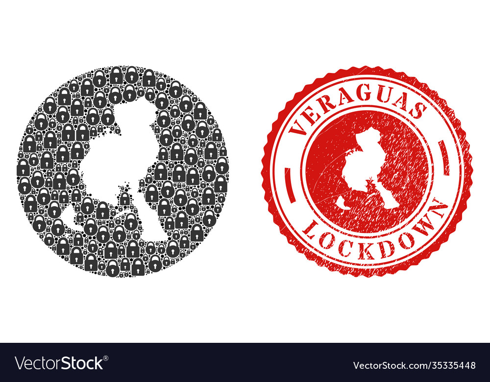 Lockdown Scratched Stamp And Lock Mosaic Inverted Vector Image