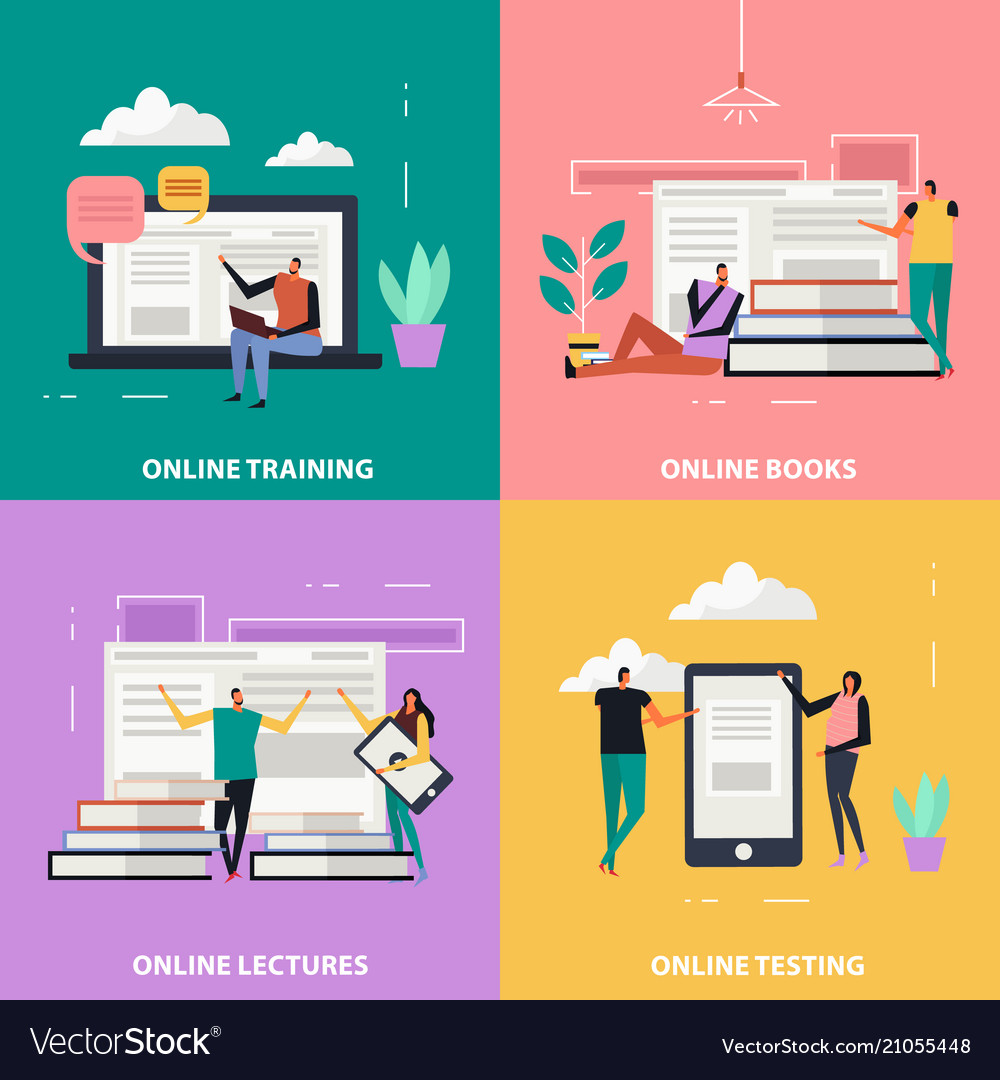 Online Education Flat Design Concept Royalty Free Vector