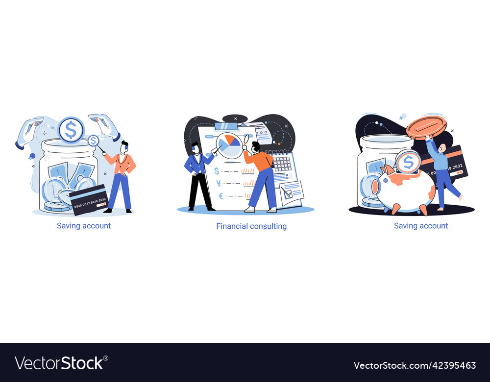 Saving Account Concept People With Coins Vector Image