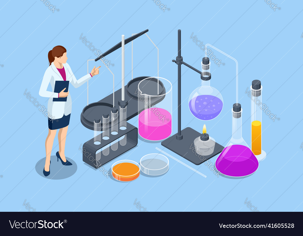 Isometric Chemical Laboratory Concept Royalty Free Vector