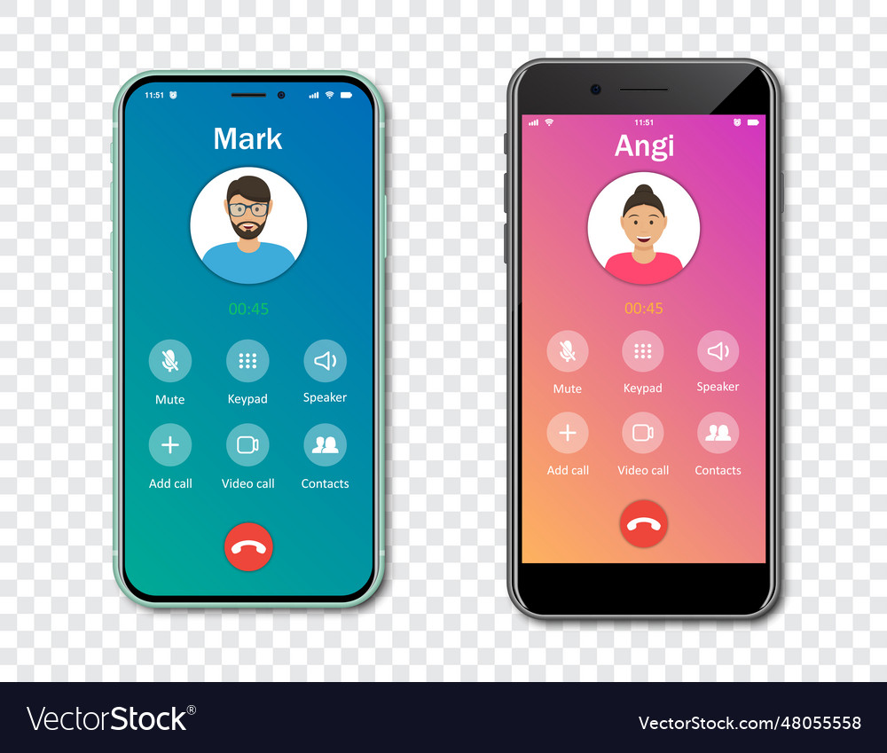 Smartphone Call App Interface Template On A Vector Image