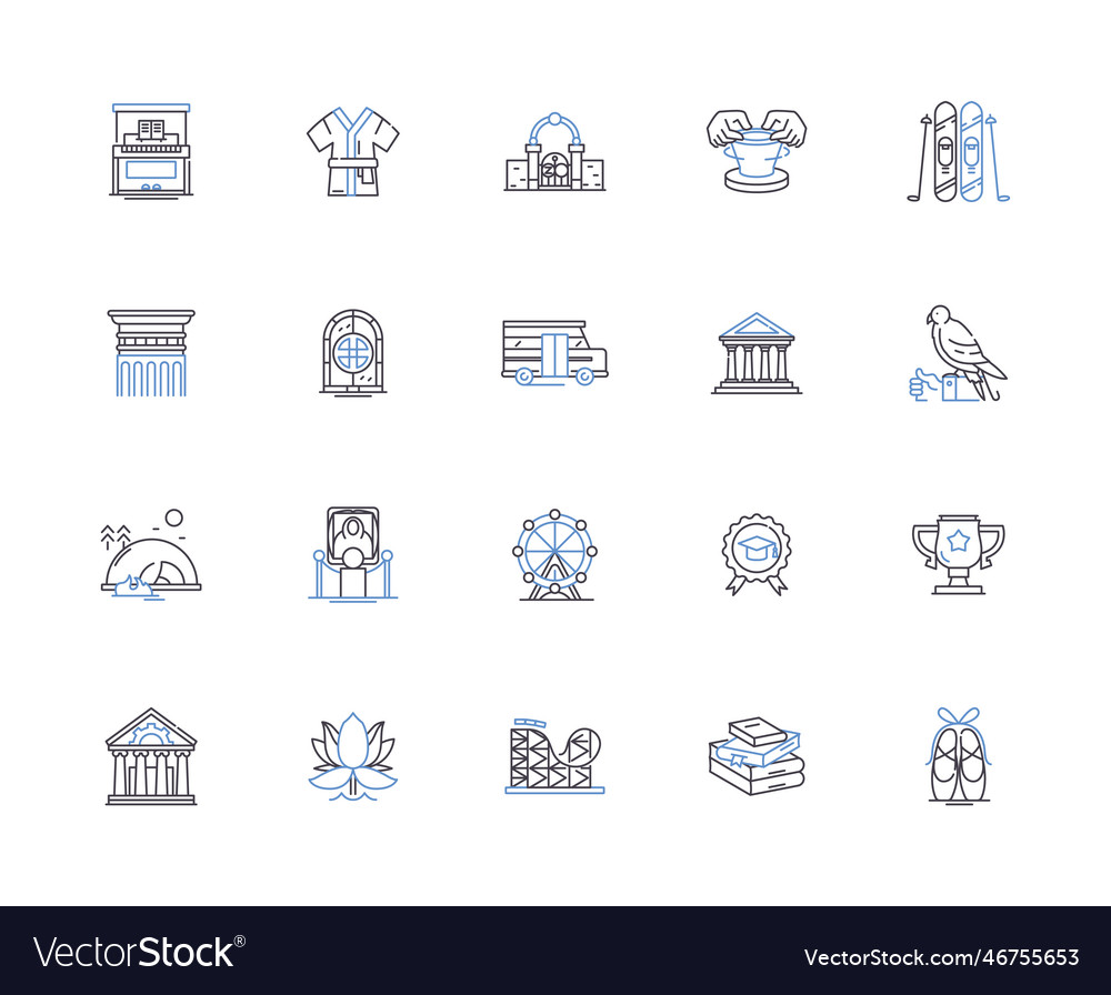 History Outline Icons Collection Past Timeline Vector Image